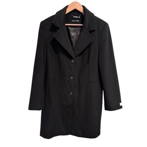 Calvin Klein Womens Classic Cashmere Wool Blend Coat Black